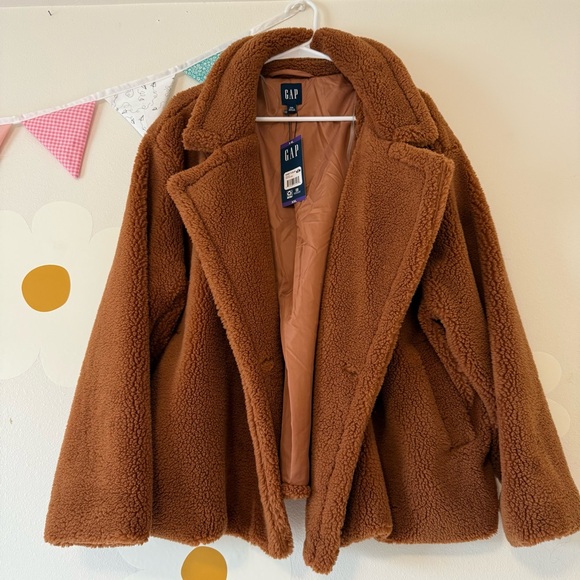 NWT GAP Women's Brown Teddy Sherpa Coat - Picture 5 of 13